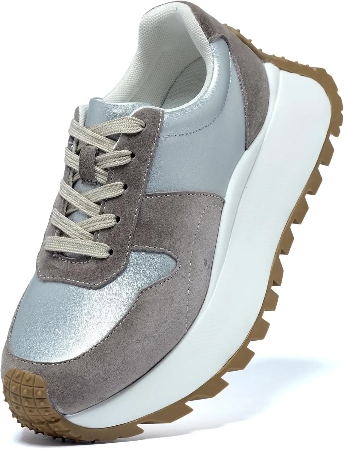 Women's Sneakers Platform Height Increase Casual Walking Shoes Low Lace Up Sneakers Comfortable Non-Slip Women's Shoes