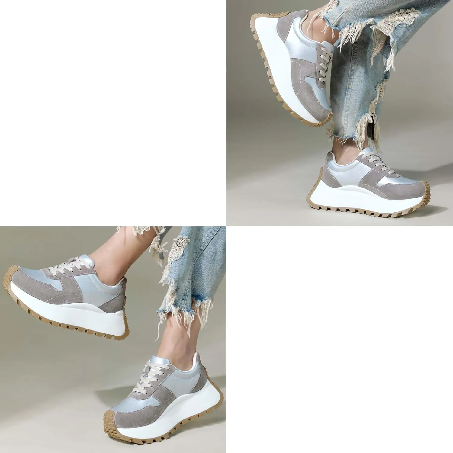 Women's Sneakers Platform Height Increase Casual Walking Shoes Low Lace Up Sneakers Comfortable Non-Slip Women's Shoes