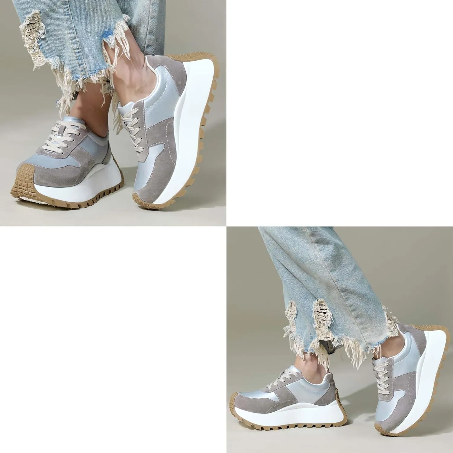 Women's Sneakers Platform Height Increase Casual Walking Shoes Low Lace Up Sneakers Comfortable Non-Slip Women's Shoes