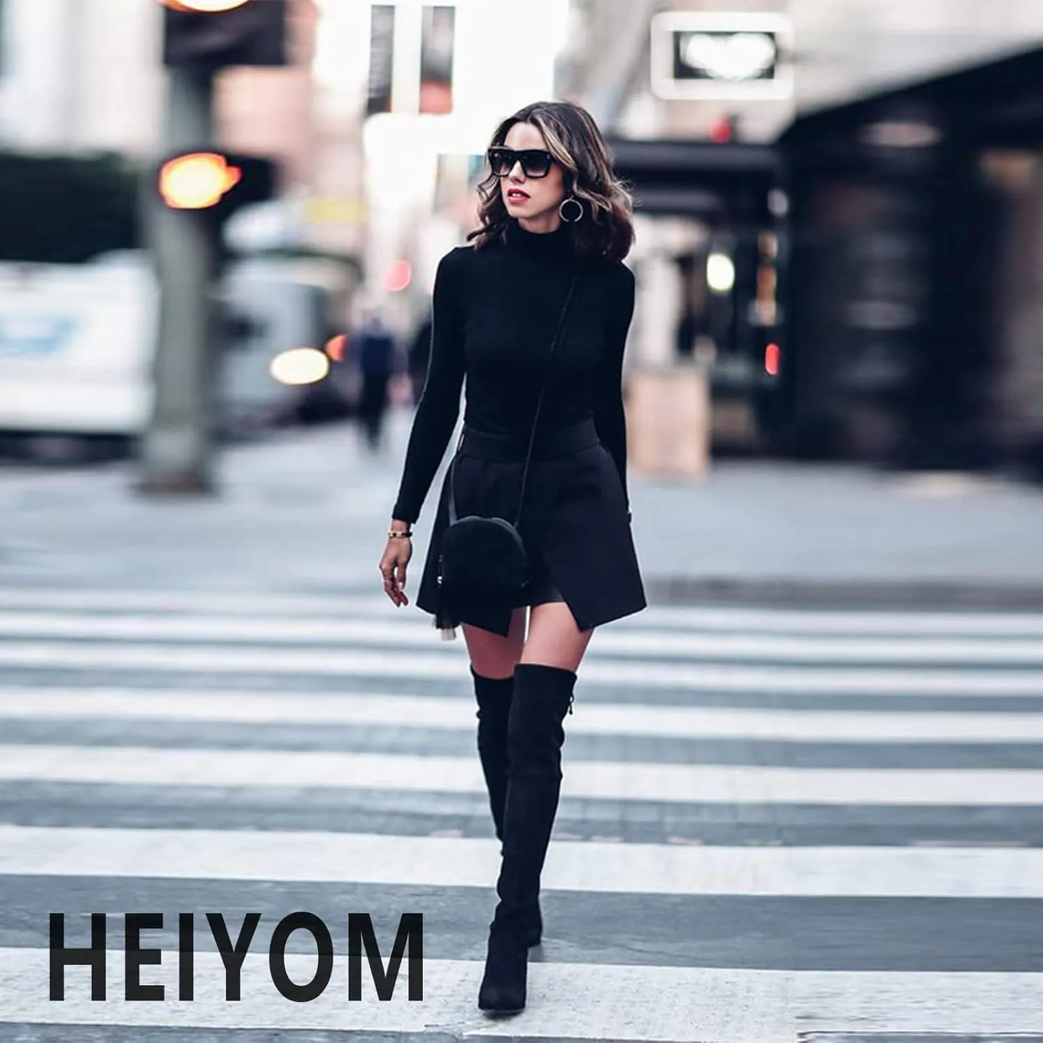 Women's Thigh High Boots Over The Knee Boot Sexy Pointed Toe Chunky Heels Boots Zipper Lace Up Long Boots