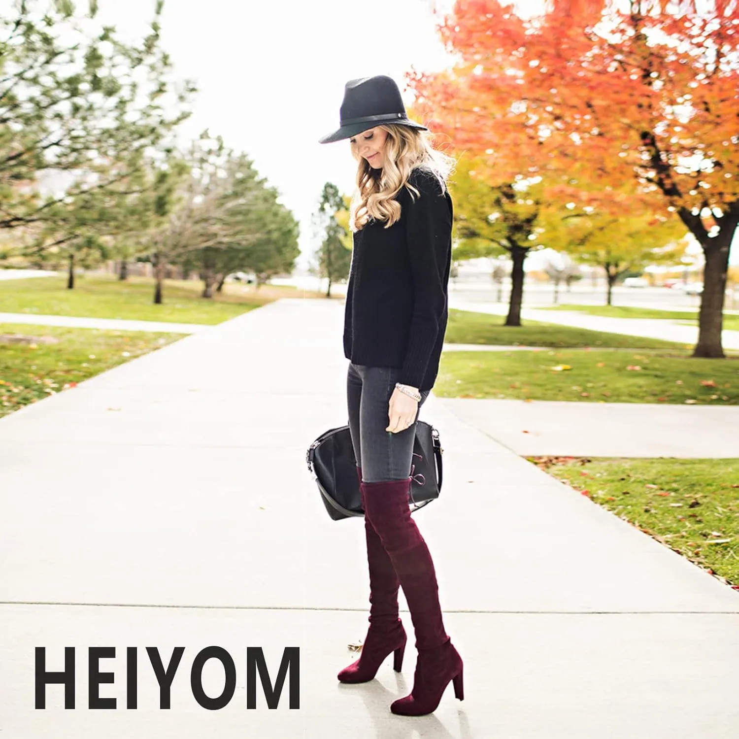 Women's Thigh High Boots Over The Knee Boot Sexy Pointed Toe Chunky Heels Boots Zipper Lace Up Long Boots