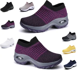 Women's Walking Shoes Socks Sneakers - Mesh Slip-On Air Cushion Women Girls with Arch Support Fashion Thick-Sole Sneakers