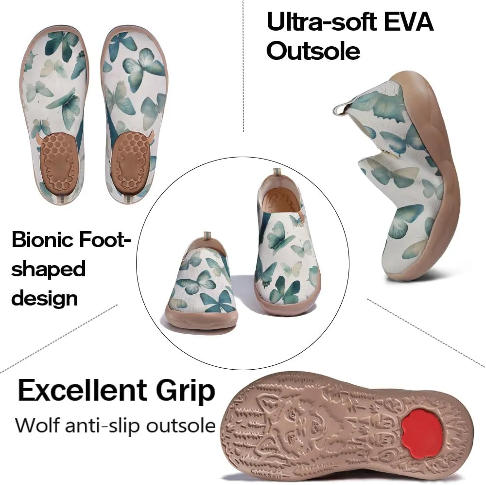 Women's Walking Sneakers Casual Slip On Loafers Comfort Knitted Travel Painted Shoes