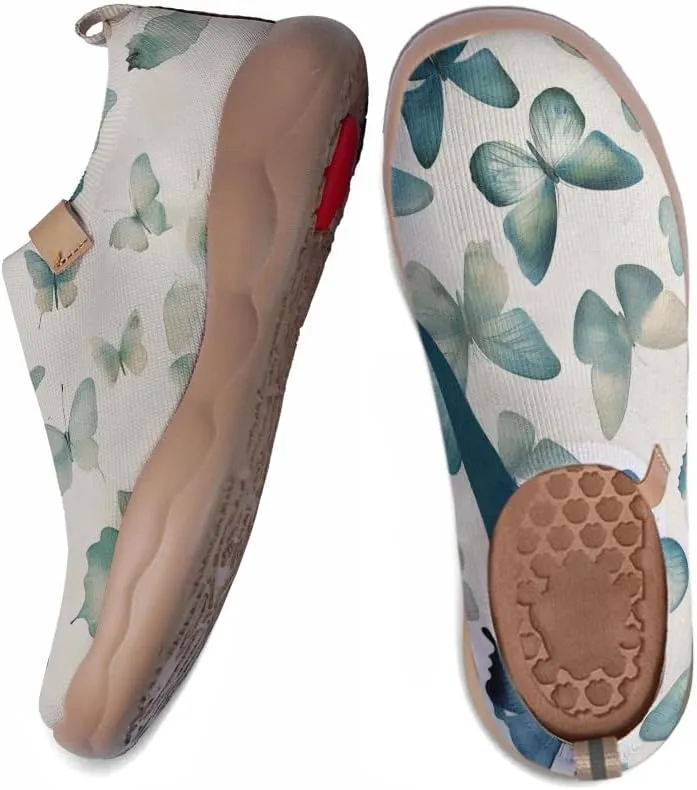 Women's Walking Sneakers Casual Slip On Loafers Comfort Knitted Travel Painted Shoes