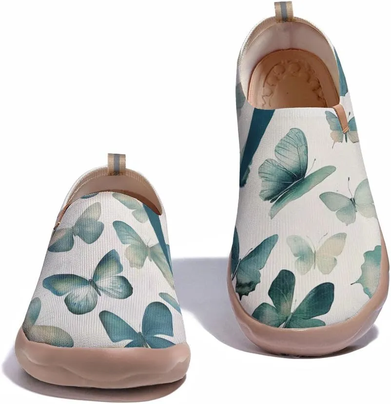 Women's Walking Sneakers Casual Slip On Loafers Comfort Knitted Travel Painted Shoes