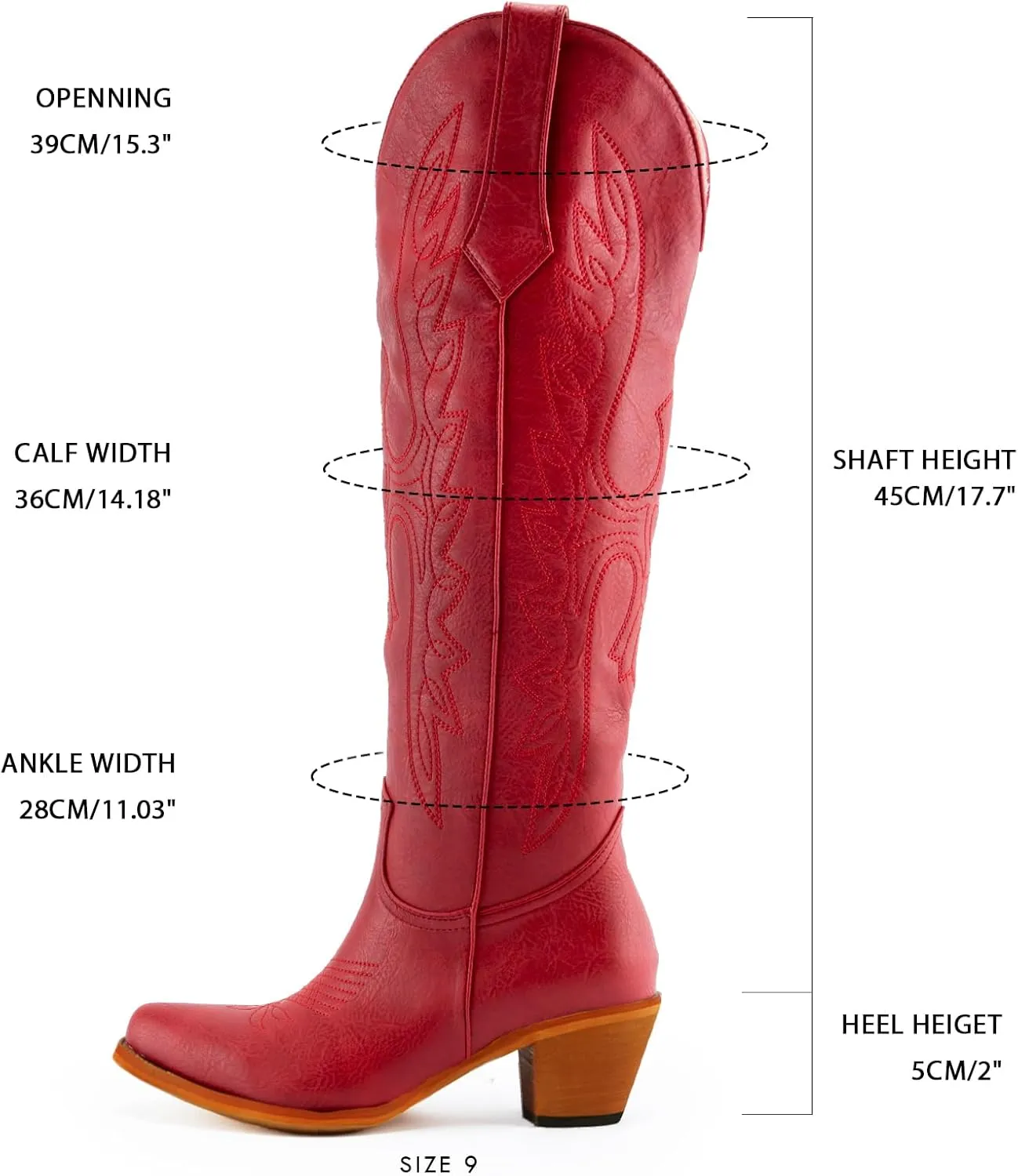 Womens White Cowgirl Boots Fashion Over the Knee Boots With Classic Embroidery Chunky Heels And Western Style