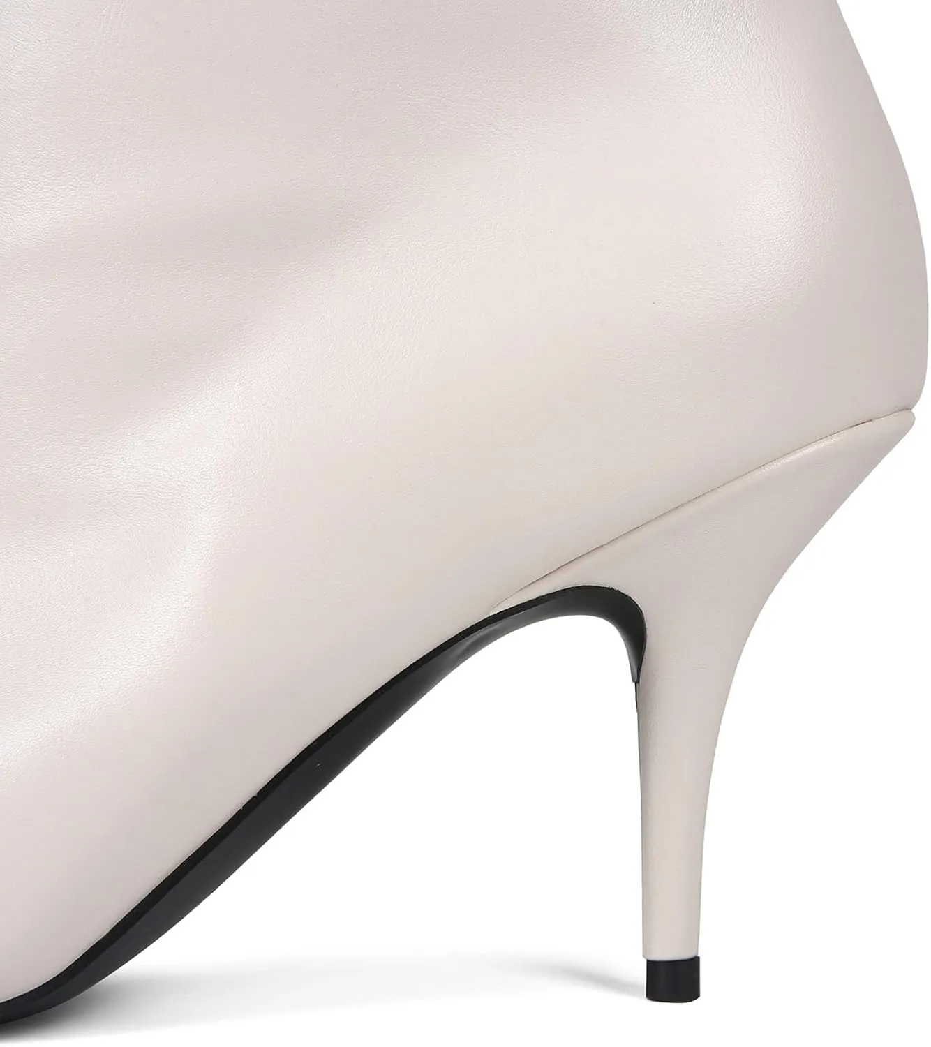 Women's Wide Calf Thigh High Heeled Boots Stiletto Cone Heel Boots Pointed Toe Pull On Black Boot Heels for Women
