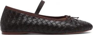 Woven Ballet Flats for Women Almond Toe Mary Jane Flats Stretch Band Bow Ballerina Shoes