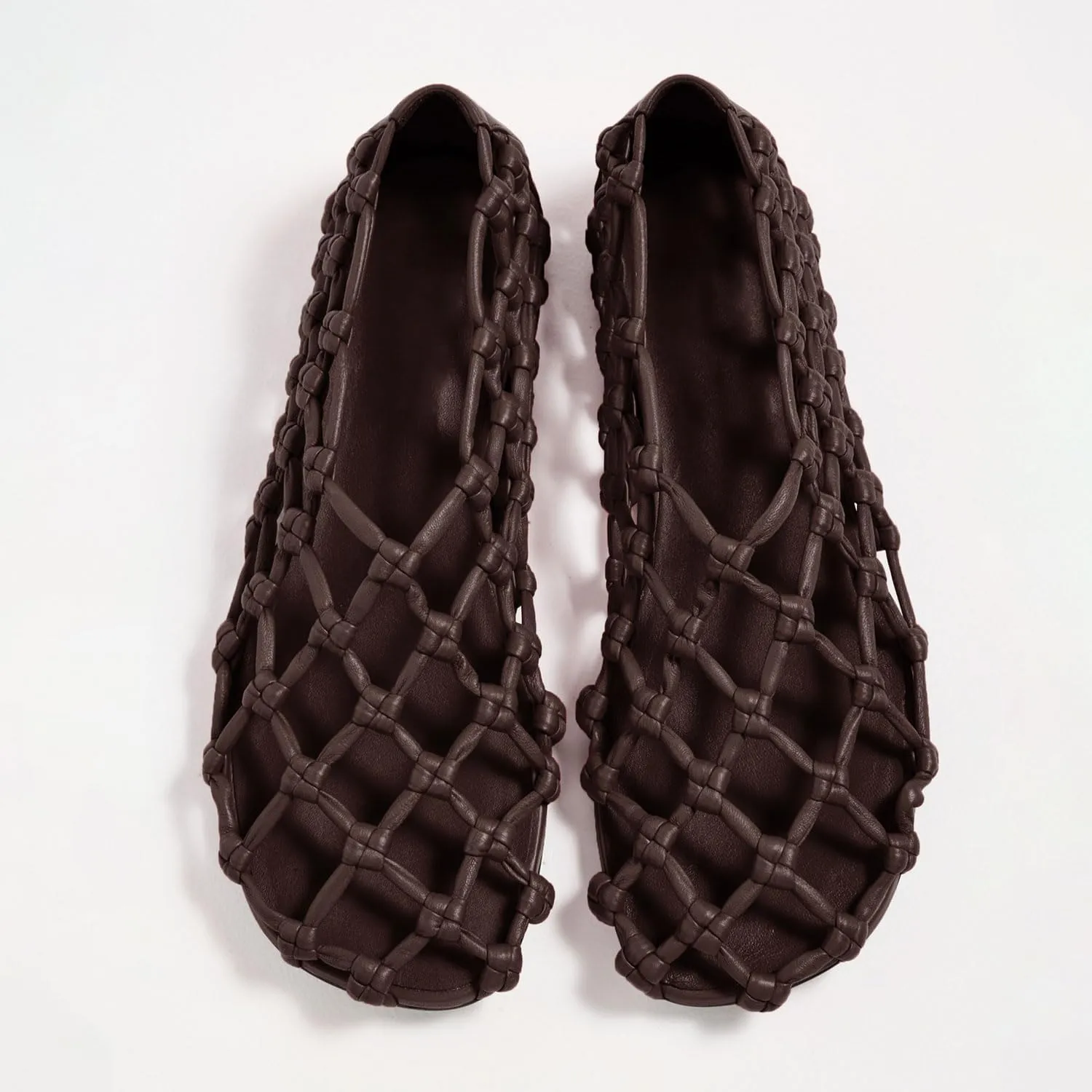 Woven Mesh Ballet Flats for Women Hollow Beach Ballerina Flats Comfortable Casual Slip on Mary Jane Jelly Shoes