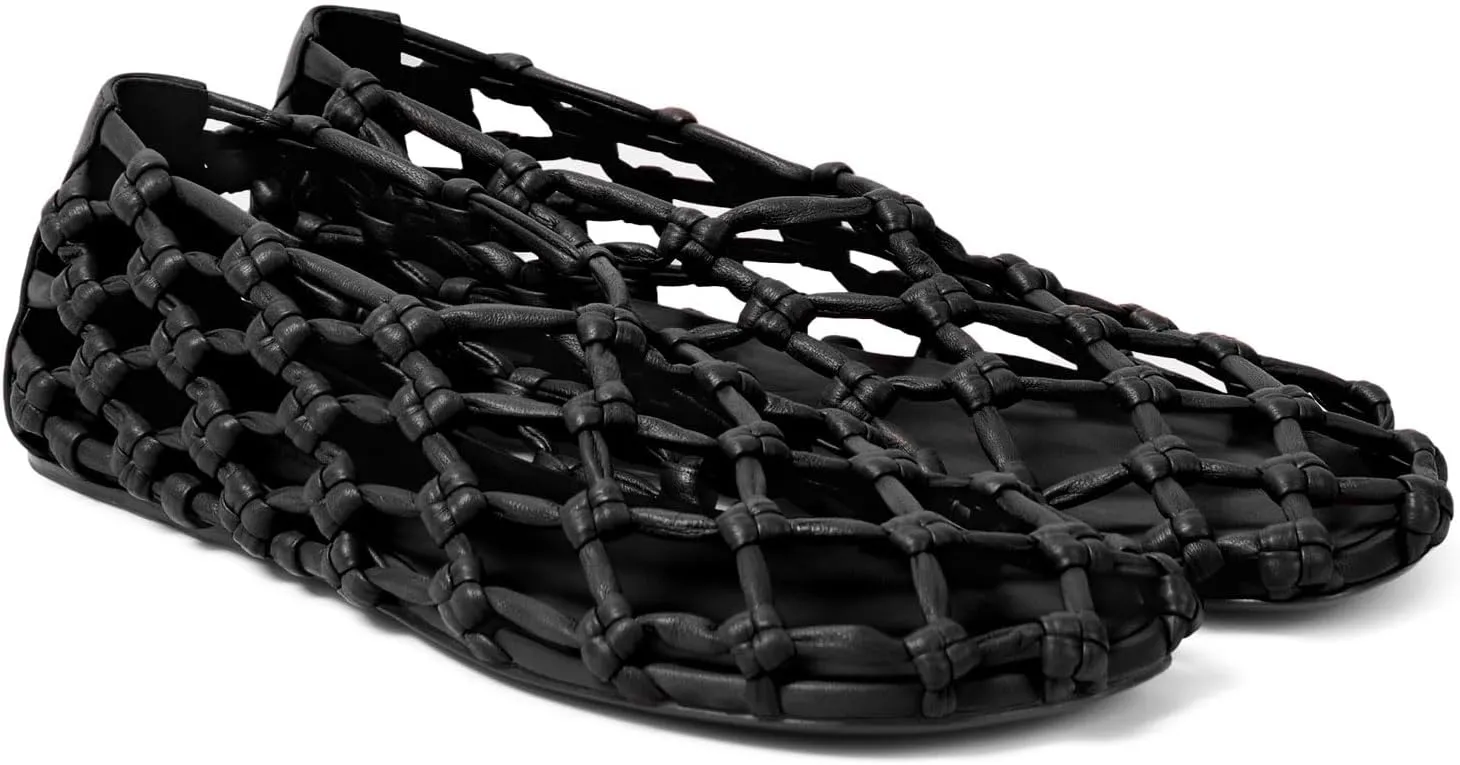 Woven Mesh Ballet Flats for Women Hollow Beach Ballerina Flats Comfortable Casual Slip on Mary Jane Jelly Shoes
