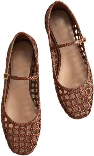 Woven Mesh Ballet Flats for Women Square Toe Mary Jane Flats Buckle Strap Flat Shoes Comfortable Ballerina Flats Dressy Mesh Shoes Casual Mary Janes for Women
