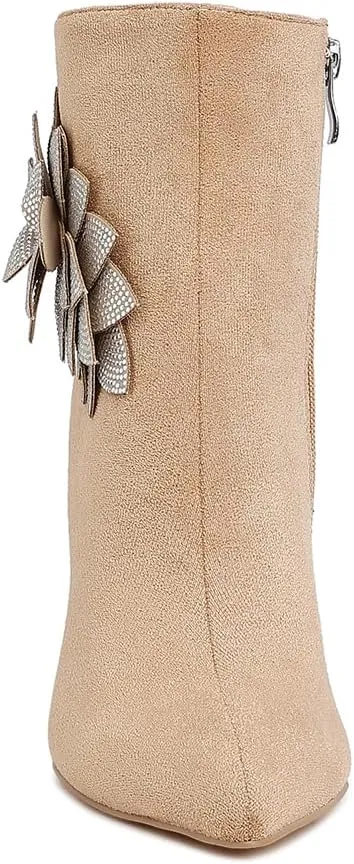 Yarrow Rhinestones Petal Detail Boots