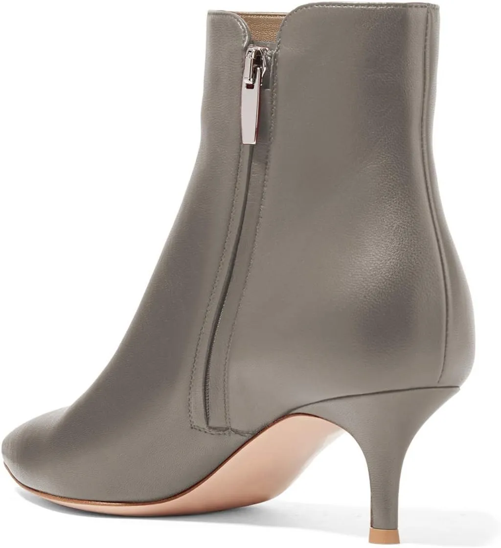 YDN Women Dressy Kitten Low Heel Ankle Boots Pointed Toe Booties Shoes with Zips Size 4-16 US