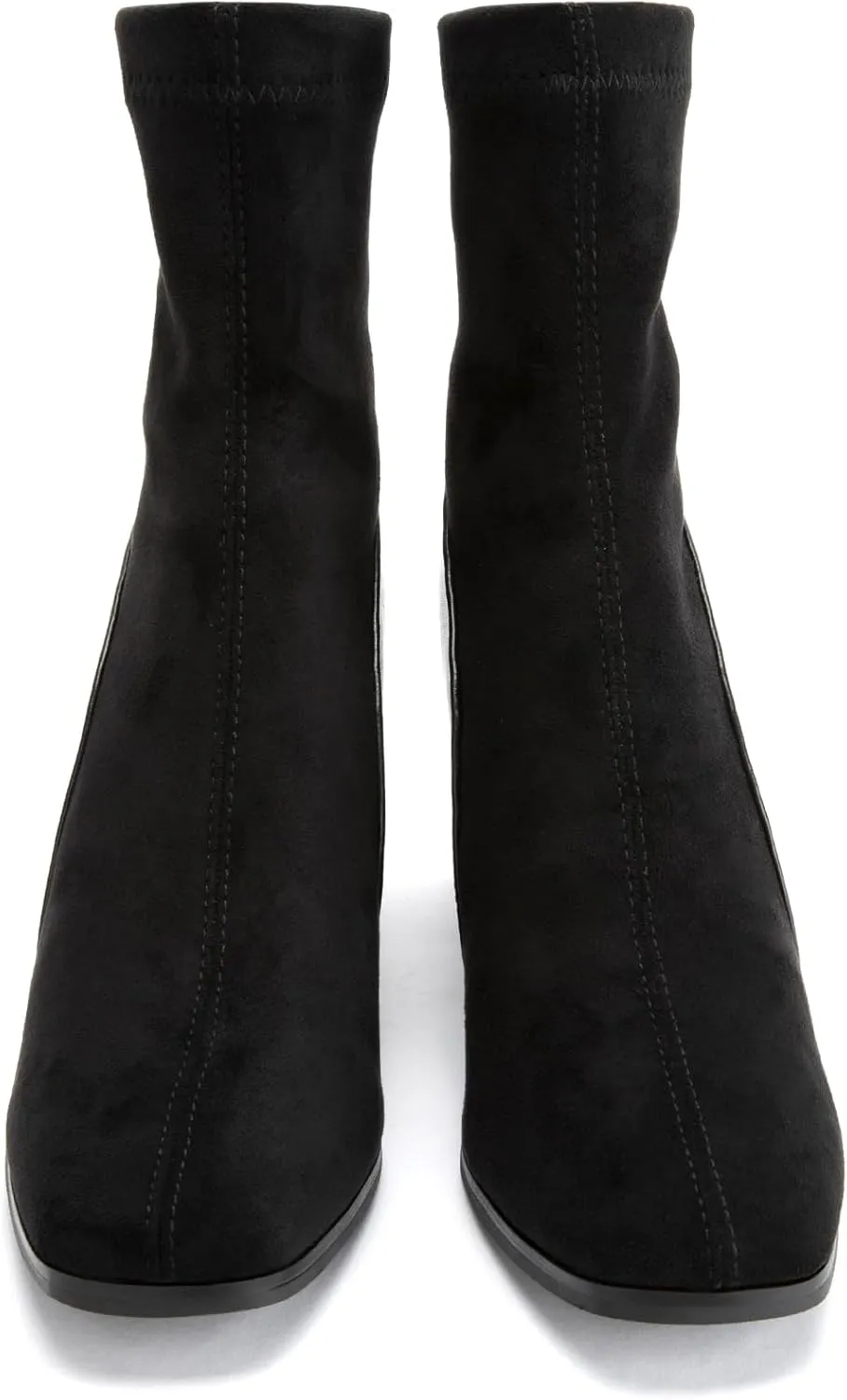 Zelaprox Women's Square Toe Ankle Boots Low Block Heel Chelsea Boots Back Zipper Comfortable Mid Calf Booties Shoes