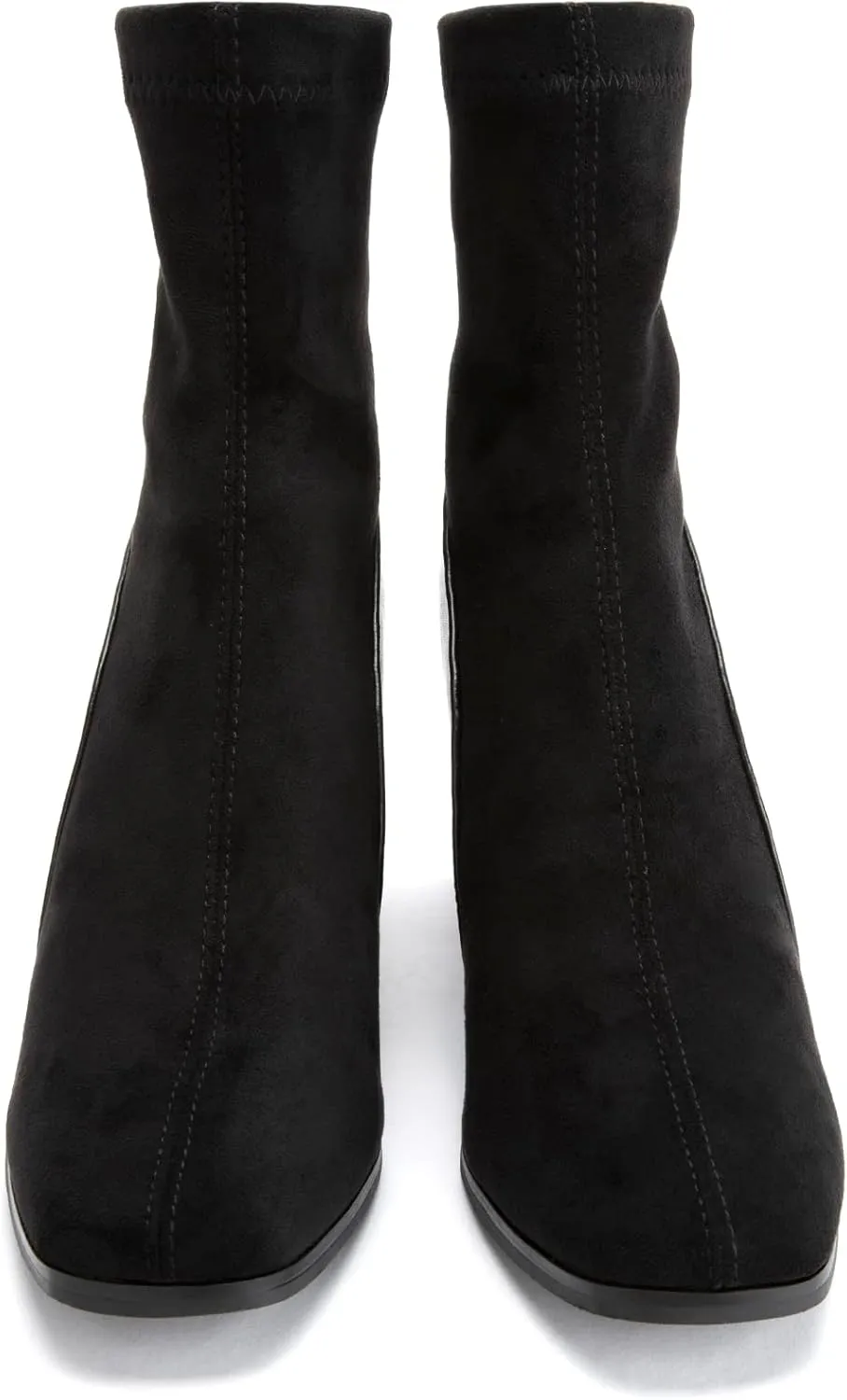 Zelaprox Women's Square Toe Ankle Boots Low Block Heel Chelsea Boots Back Zipper Comfortable Mid Calf Booties Shoes