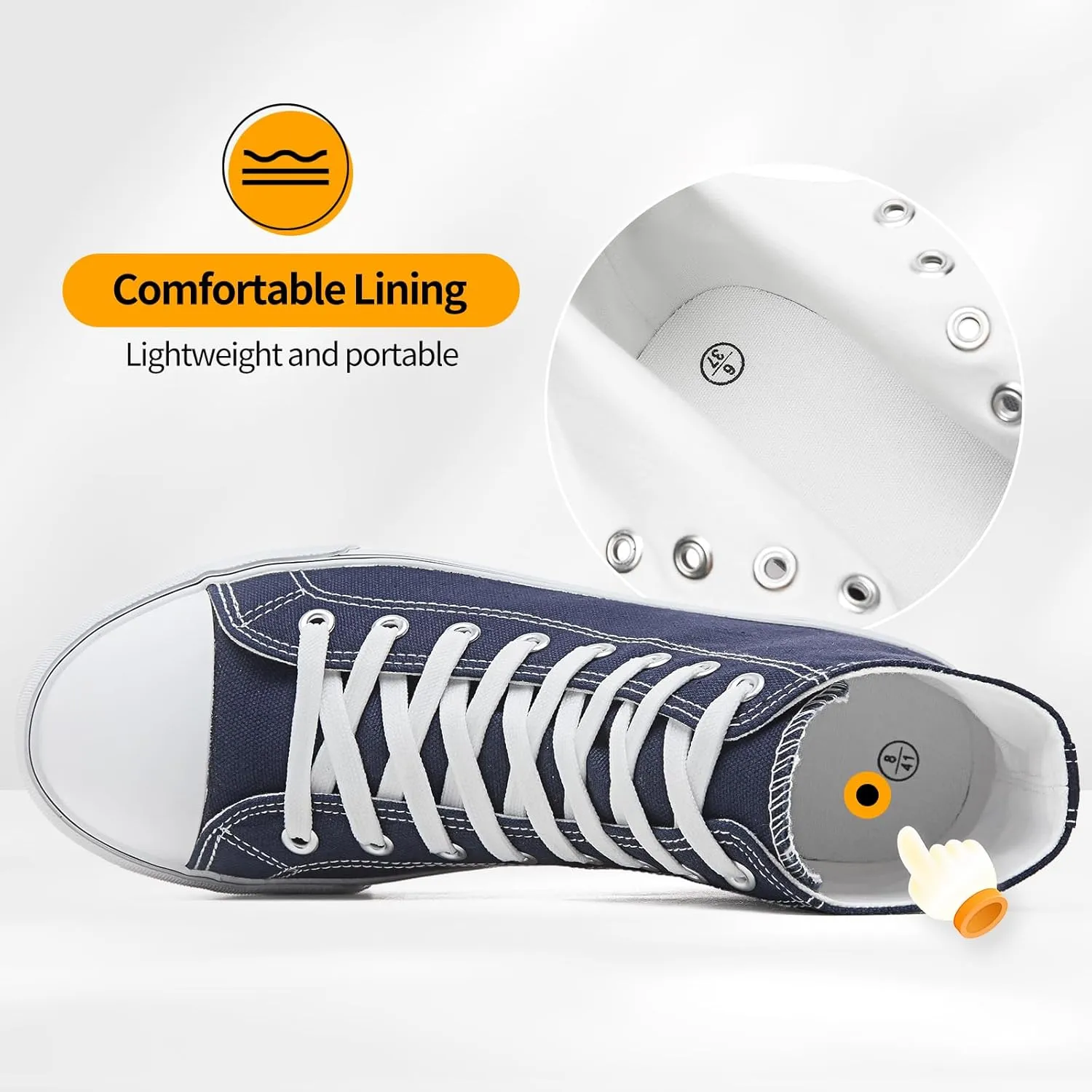 ZGR Men's High Top Canvas Sneakers Lace Up Classic Casual Walking Shoes