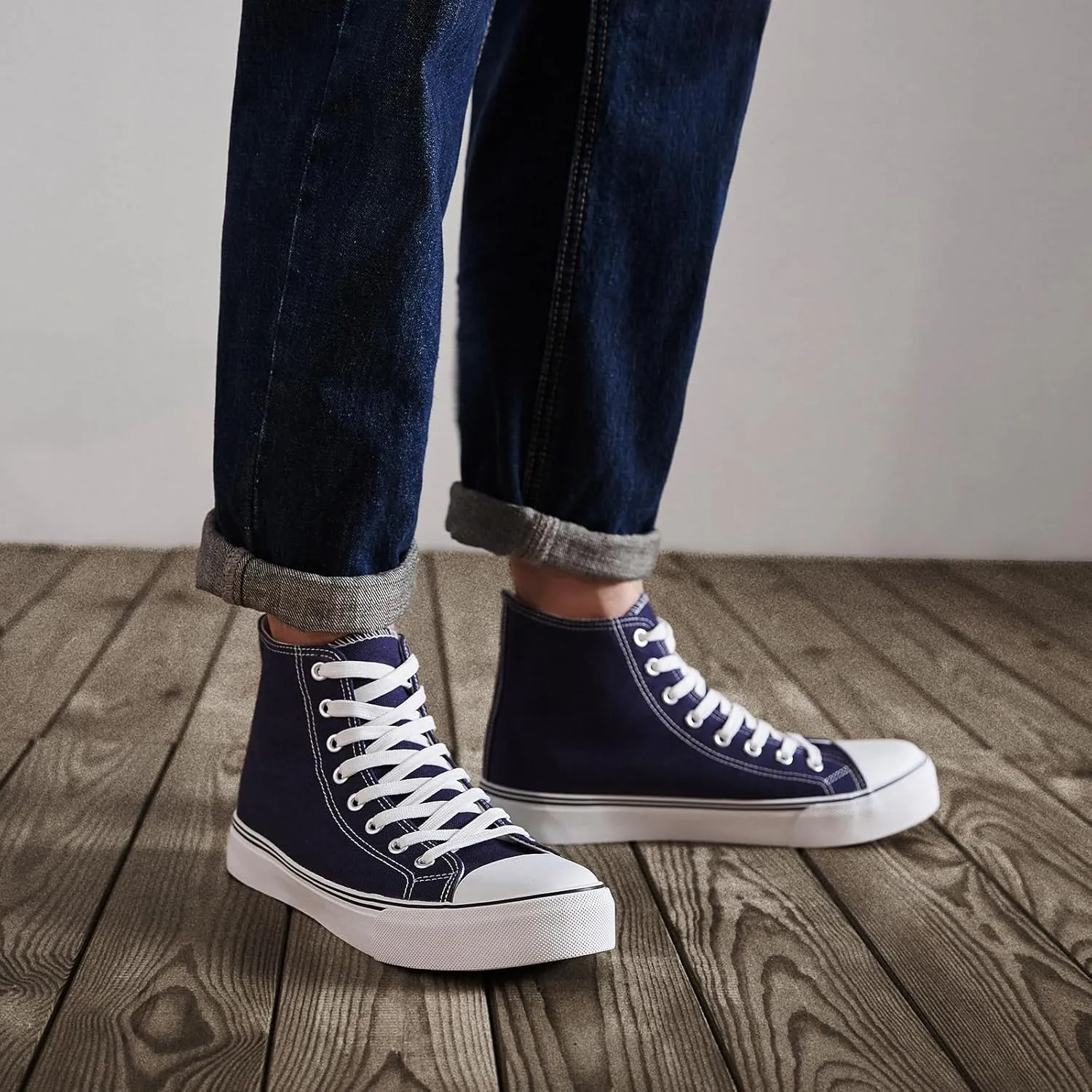 ZGR Men's High Top Canvas Sneakers Lace Up Classic Casual Walking Shoes