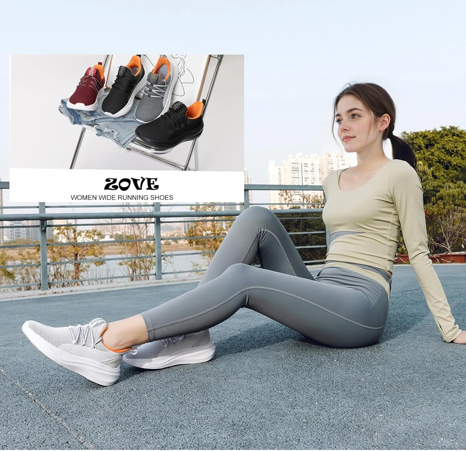 ZOVE Wide Toe Box Shoes Women Tennis Sneakers Arch Support Extra Wide Width Running Shoes for Women Walking Athletic