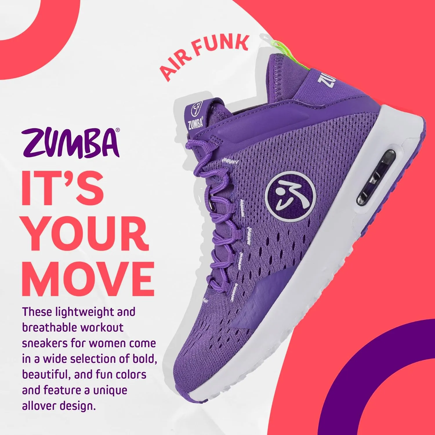 ZUMBA Air Funk Women’s Dance Shoes, Mid-Top Fitness Sneakers